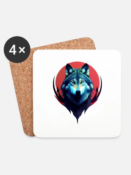 Wolf - Untersetzer (4er-Set) - Weiß