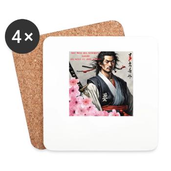 Japanese Samurai Warrior Church Blossoms - Coasters (set of 4) - white - Front