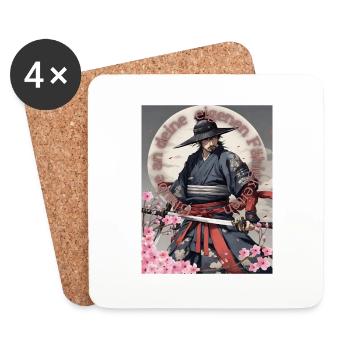 Samurai Krieger Schwertkämpfer Kirchblüten - Untersetzer (4er-Set) - Weiß - Vorne
