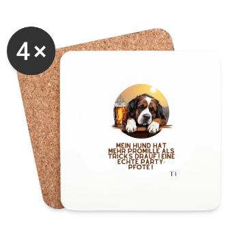 Mein Hund, die Partypfote ! - Untersetzer (4er-Set) - Weiß - Vorne