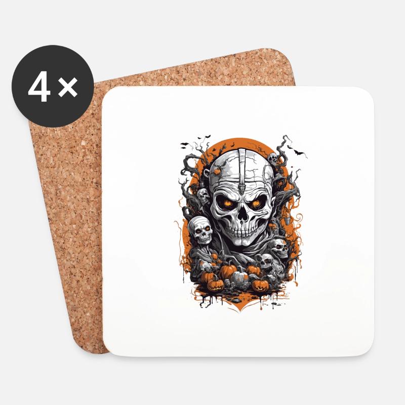 Halloween - Untersetzer (4er-Set) - Weiß