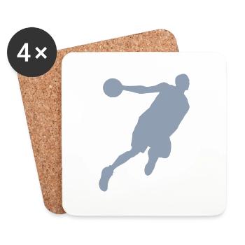 Basketballer-Silhouette, Dynamisches Sport-Design - Untersetzer (4er-Set) - Weiß - Vorne