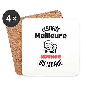 certifiée meilleure nounou - Dessous de verre (lot de 4) - blanc - Devant
