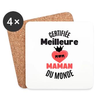 certifiée meilleure maman - Dessous de verre (lot de 4) - blanc - Devant