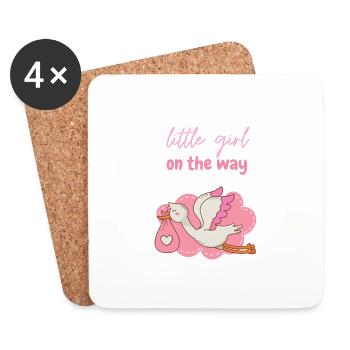 Little girl on the way mit Storch 2 - Untersetzer (4er-Set) - Weiß - Vorne