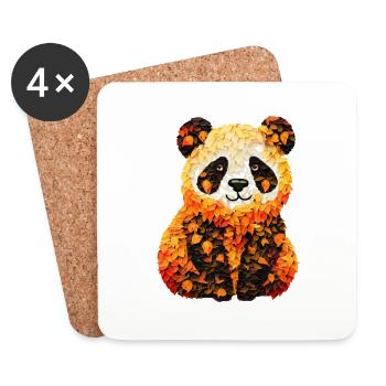 Süßer Panda im Herbstlaub - Untersetzer (4er-Set) - Weiß - Vorne