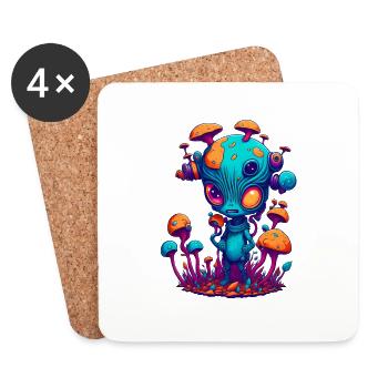 Trippy Alien 05 - Coasters (set of 4) - white - Front