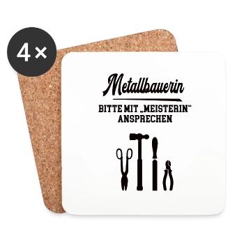 Metallbauerin Meisterin Meisterabschluß Schlosser - Untersetzer (4er-Set) - Weiß - Vorne
