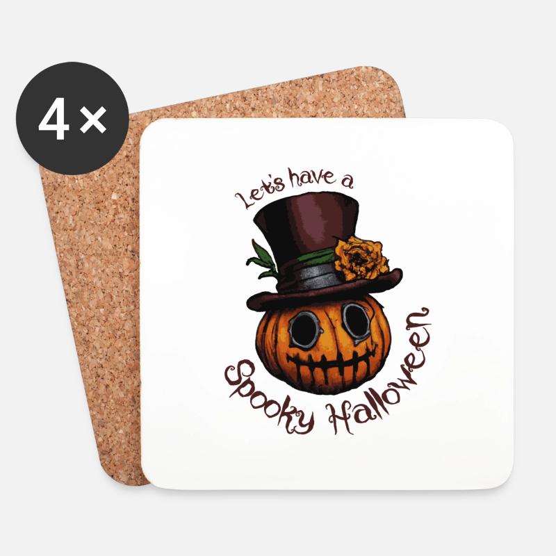 Spooky Halloween - Untersetzer (4er-Set) - Weiß