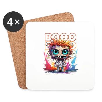Chibi Brains & Booo! Zombie Fun Tee ! - Dessous de verre (lot de 4) - blanc - Devant