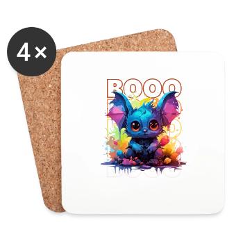 Chibi Flap & Booo! Playful Bat Tee! - Coasters (set of 4) - white - Front