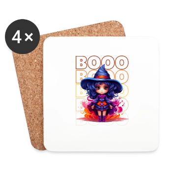 Chibi Brew & Booo! Adorable Witch Tee! - Coasters (set of 4) - white - Front