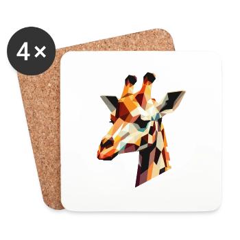 Tête de girafe géométrique - Dessous de verre (lot de 4) - blanc - Devant