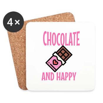 Chocolat et bonheur : un mariage parfait - Dessous de verre (lot de 4) - blanc - Devant