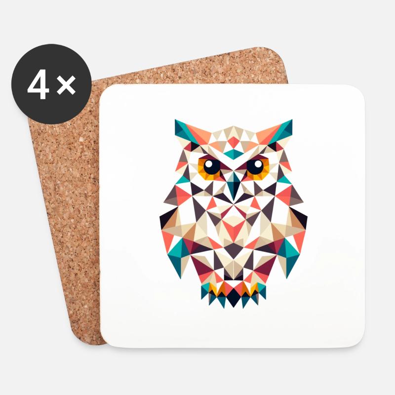Eule // owl - Untersetzer (4er-Set) - Weiß