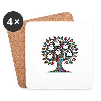 Mosaic Ghost Tree T-Shirt - Coasters (set of 4) - white - Front