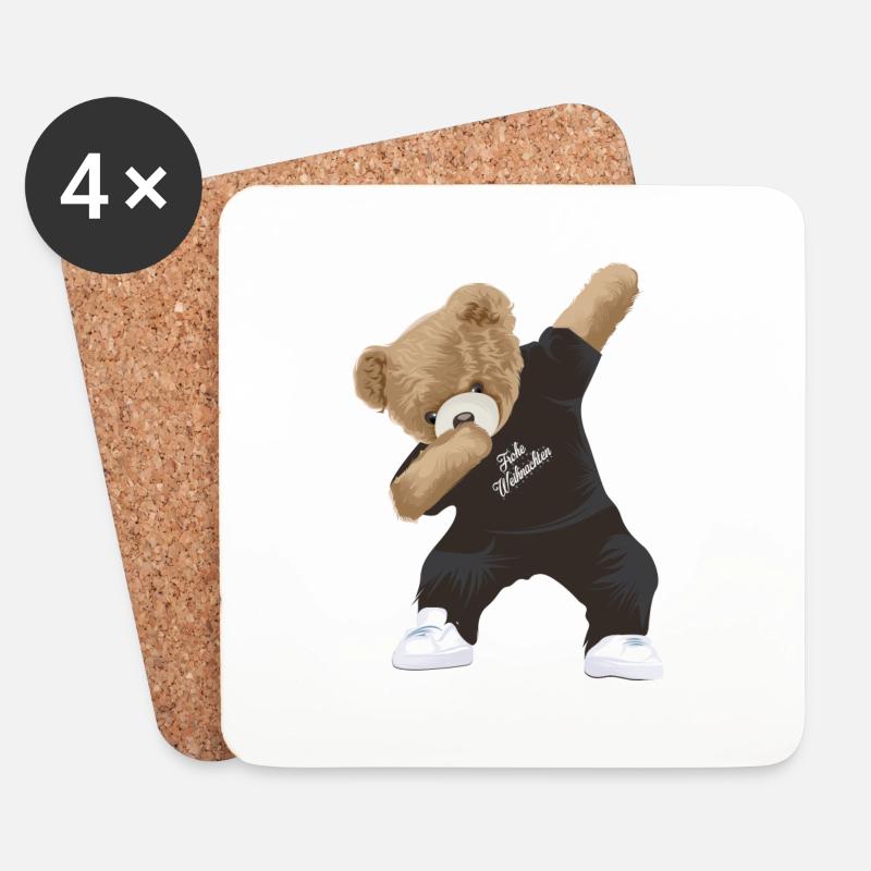 Dabbing Teddy - Untersetzer (4er-Set) - Weiß