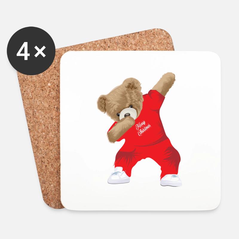 Dabbing Teddy - Untersetzer (4er-Set) - Weiß