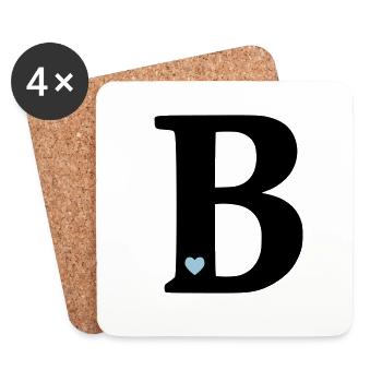 Buchstabe B Anfangsbuchstabe - Untersetzer (4er-Set) - Weiß - Vorne