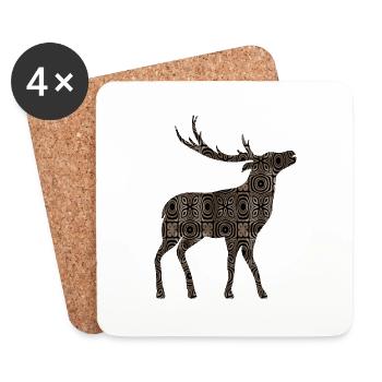 Cerf - Dessous de verre (lot de 4) - blanc - Devant