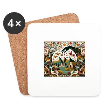 Trees, Mountains and Geometric Hand - Coasters (set of 4) - white - Front
