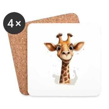 verrückte Giraffe - Untersetzer (4er-Set) - Weiß - Vorne