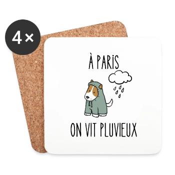 à paris on vit pluvieux - Dessous de verre (lot de 4) - blanc - Devant