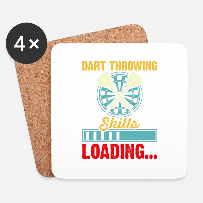 Fléchettes - Compétences de lancer de fléchettes Loading... - Dessous de verre (lot de 4) - blanc