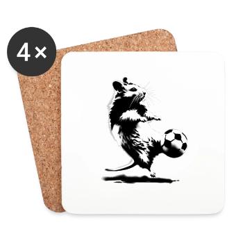 Hamster spielt wild Fußball - Untersetzer (4er-Set) - Weiß - Vorne