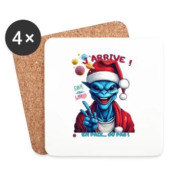 Alien père Noël peace and love - Dessous de verre (lot de 4) - blanc - Devant