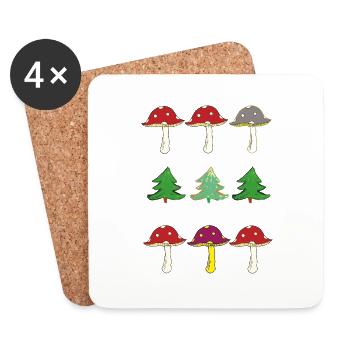 Toadstools and forest - Coasters (set of 4) - white - Front