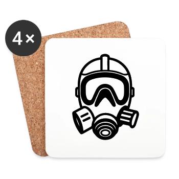 Gasmaske - Untersetzer (4er-Set) - Weiß - Vorne
