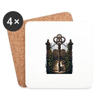 Mysterious portal in front of an abandoned mansion - Coasters (set of 4) - white - Front