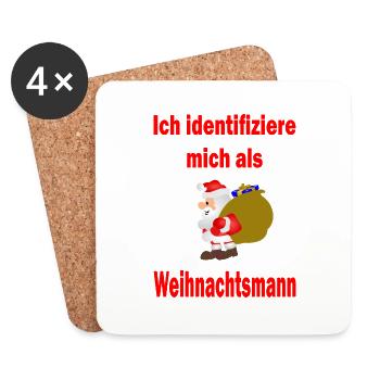 Weihnachtsmann Identität - Version 1 - Untersetzer (4er-Set) - Weiß - Vorne