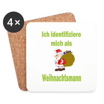 Weihnachtsmann Identität - Version 2 - Untersetzer (4er-Set) - Weiß - Vorne