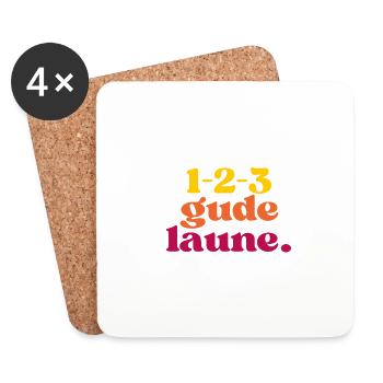 1-2-3 Gude Laune - Gute Laune Spruch T-Shirt - Untersetzer (4er-Set) - Weiß - Vorne