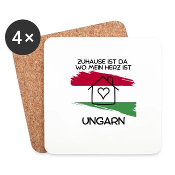 Ungarn - Zuhause ist da wo mein Herz ist - Untersetzer (4er-Set) - Weiß - Vorne