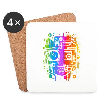 Graffiti Street Art Spray Vintage Stencil Retro - Coasters (set of 4) - white - Front