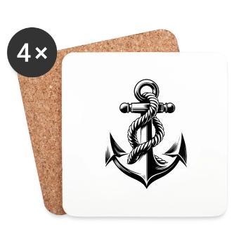 Anker Schiff Kapitän | Glaube Liebe Hoffnung - Untersetzer (4er-Set) - Weiß - Vorne