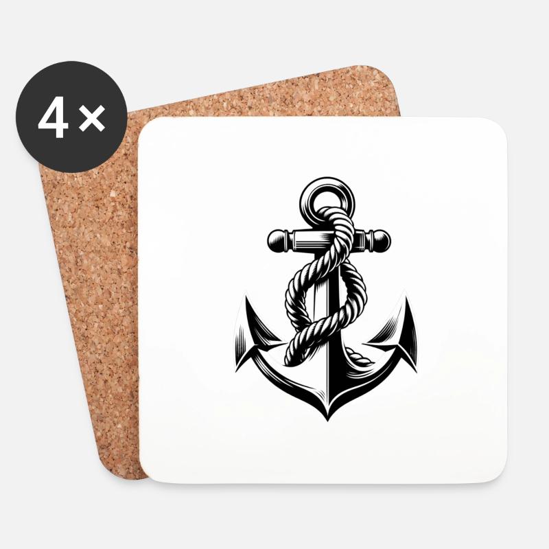 Anker Schiff Kapitän | Glaube Liebe Hoffnung - Untersetzer (4er-Set) - Weiß