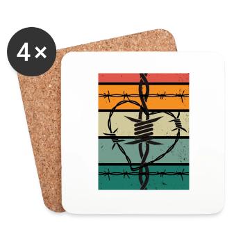 Coeur en fil de fer Stchelwire - Dessous de verre (lot de 4) - blanc - Devant