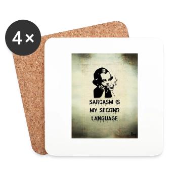 Sarcasm is my second language - Coasters (set of 4) - white - Front