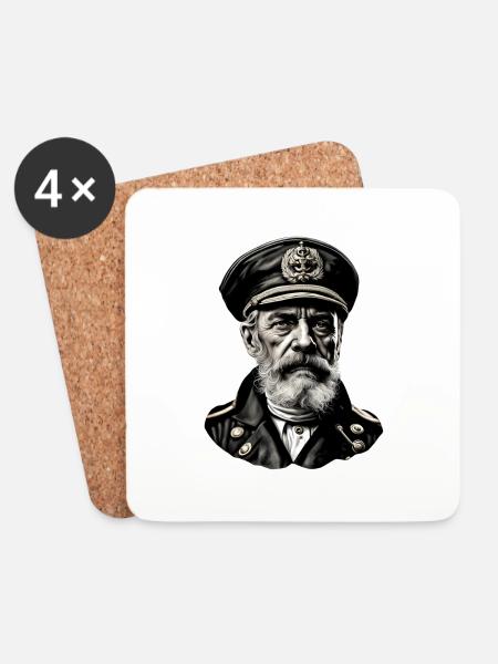 Kapitän / Seemann / Matrose / Seefahrt / Ahoi - Untersetzer (4er-Set) - Weiß