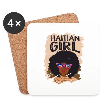 Haïti Drapeau Haïtien Femme Princesse I Cadeau - Dessous de verre (lot de 4) - blanc - Devant
