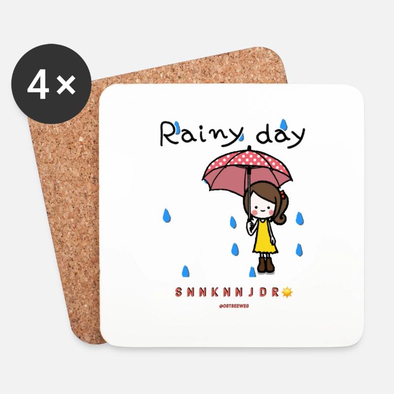 Rainy Day Girl - Untersetzer (4er-Set) - Weiß