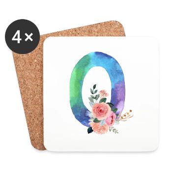 Letter o watercolour - Coasters (set of 4) - white - Front