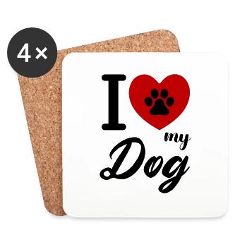 J’aime mon chien - Dessous de verre (lot de 4) - blanc - Devant