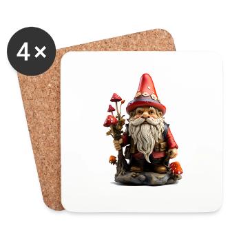 Garden gnome with red cap - Coasters (set of 4) - white - Front