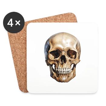 Crâne Crâne, symbole de mort et de danger - Dessous de verre (lot de 4) - blanc - Devant