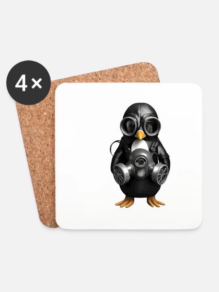 Pinguin - Untersetzer (4er-Set) - Weiß